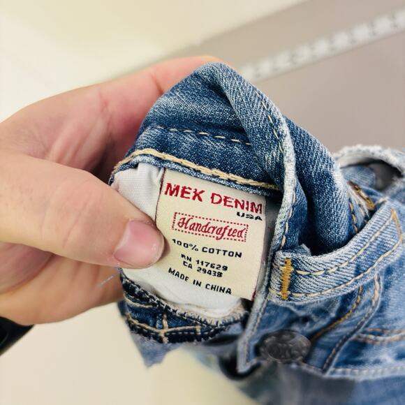 Mek Denim Jeans 38x32 Men’s Blue Salvage Oaxaca Button Fly - Picture 7 of 12